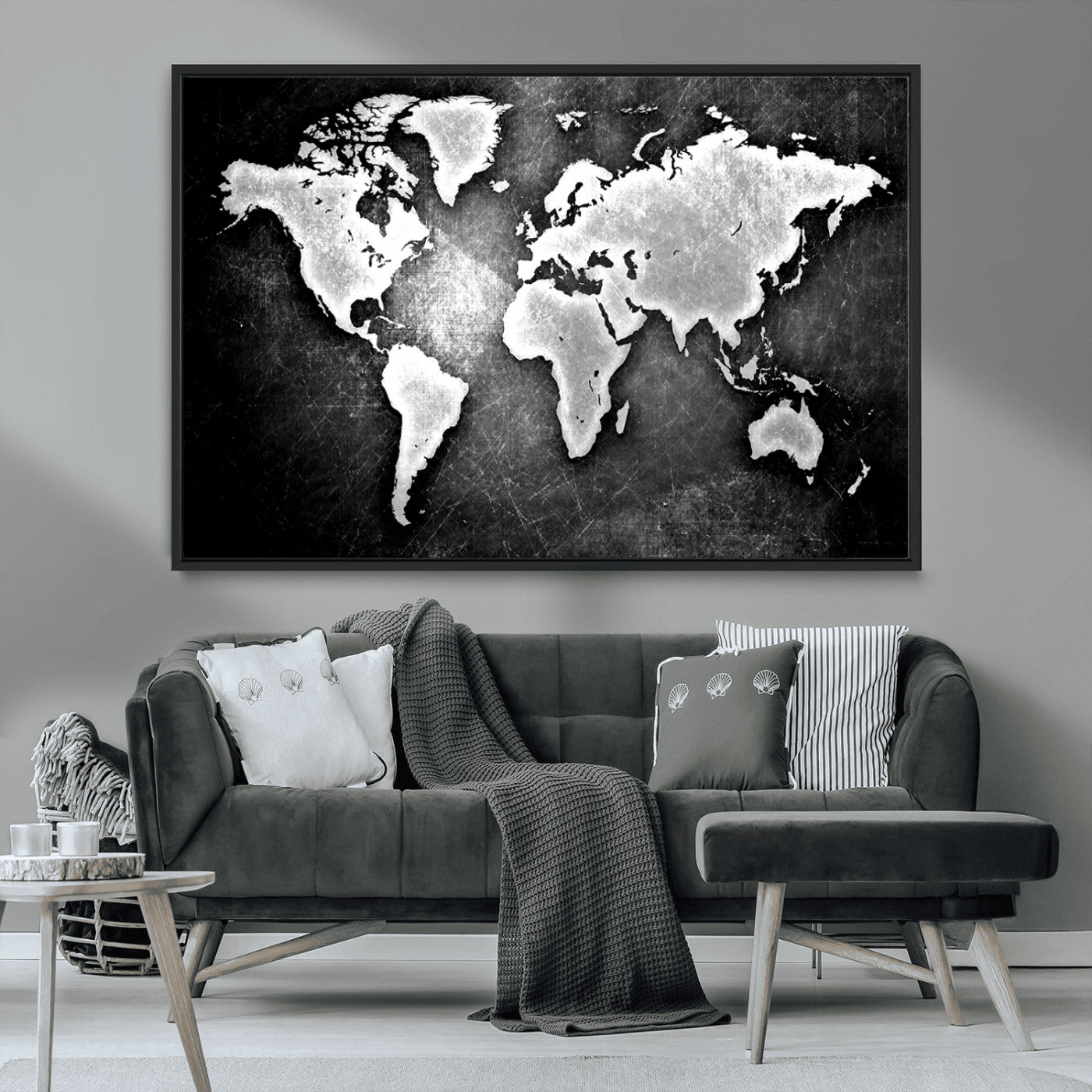 MGV-FC-36X24 - World Map Wall Art Canvas Print – Framed Wall Art for Anniversary Gift or Home Adventure Decor