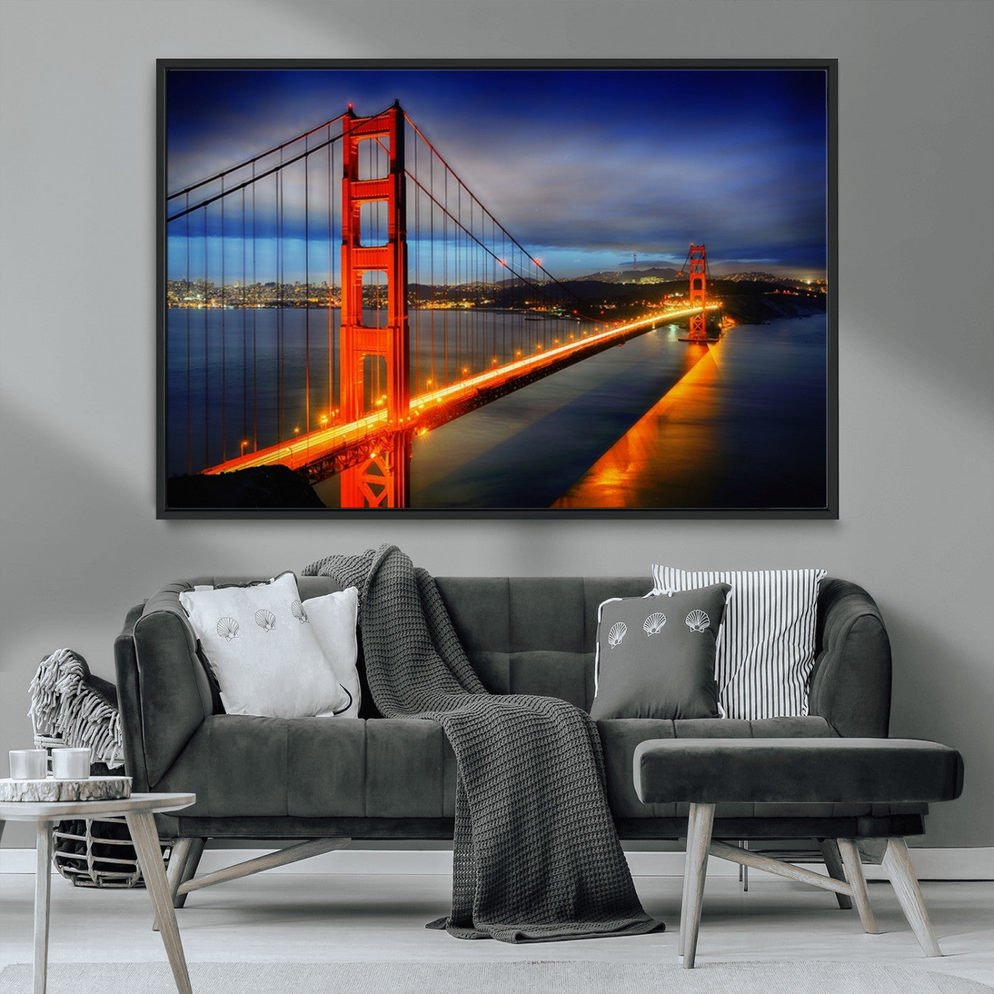 MGV-FC-36X24 - Large Wall Art San Francisco Canvas Print - Wonderful Golden Gate Bridge at Twilight