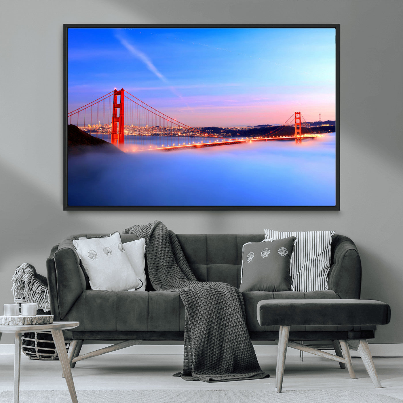 MGV-FC-36X24 - Large Wall Art San Francisco Canvas Print - Amazing Golden Gate Bridge in Fog