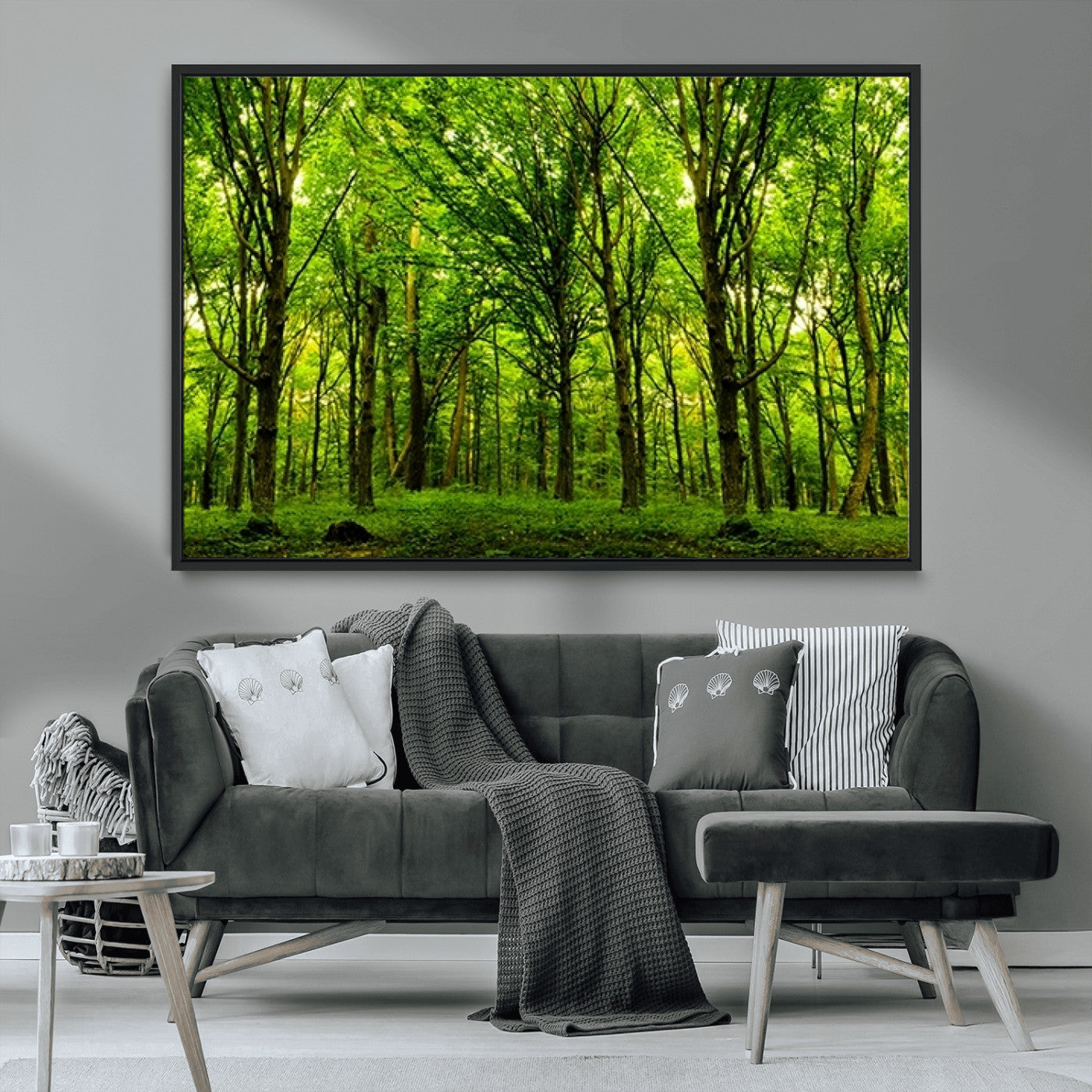 MGV-FC-36X24 - Lush Green Forest Canvas Print | 3-Panel Forest Wall Art | Nature Landscape for Living Room