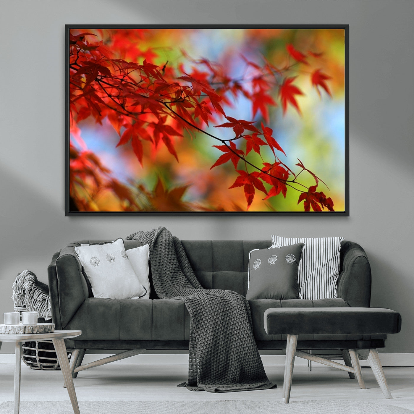 MGV-FC-36X24 - Red Leaves Autumn Forest Wall Art Canvas, Red Leaves Autumn Forest Canvas Print