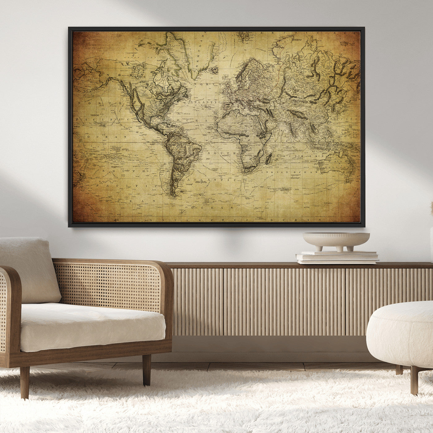 MGV-FC-36X24 - Push Pin World Map Canvas Print – Framed Wall Art for Couples to Track Their Travels – Anniversary