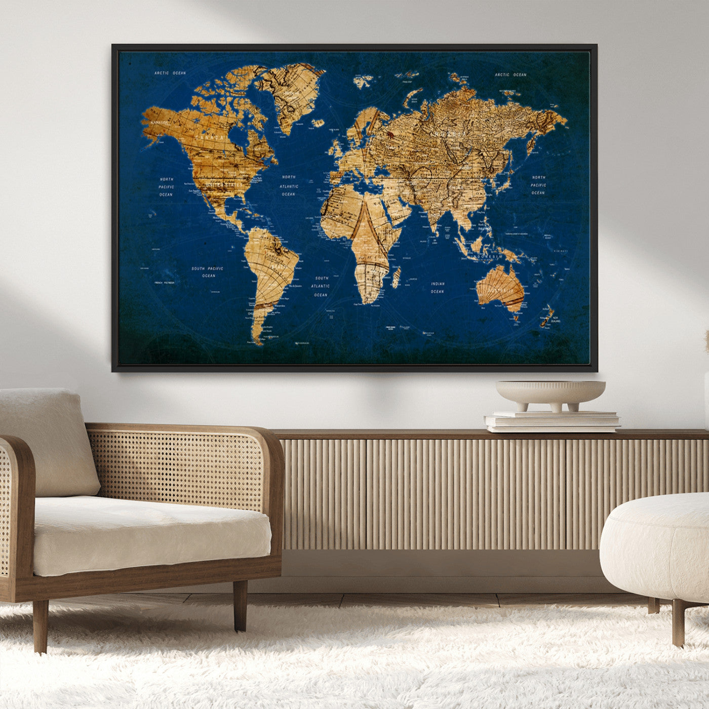 MGV-FC-36X24 - Push Pin World Map Canvas Print – Framed Wall Art for Couples to Track Their Travels – Anniversary