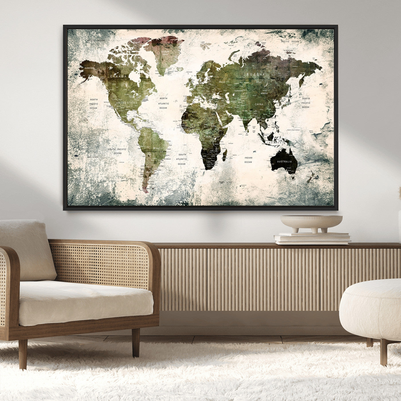 MGV-FC-36X24 - Push Pin World Map Canvas Print – Framed Wall Art for Couples to Track Their Travels – Anniversary