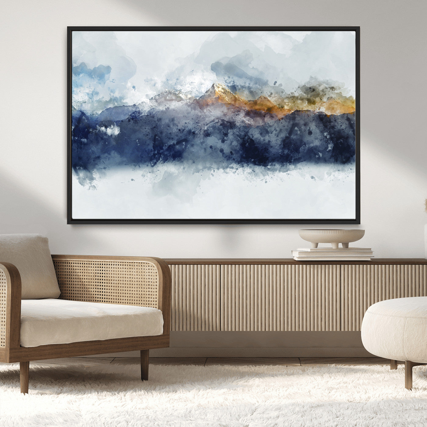 89149-MGV-CV-36X24-Abstract Mountain Range Art Canvas Print | 3 Panel Watercolor Landscape for Living Room, Office, or Bedroom | Large Ready-to-Hang Artwork