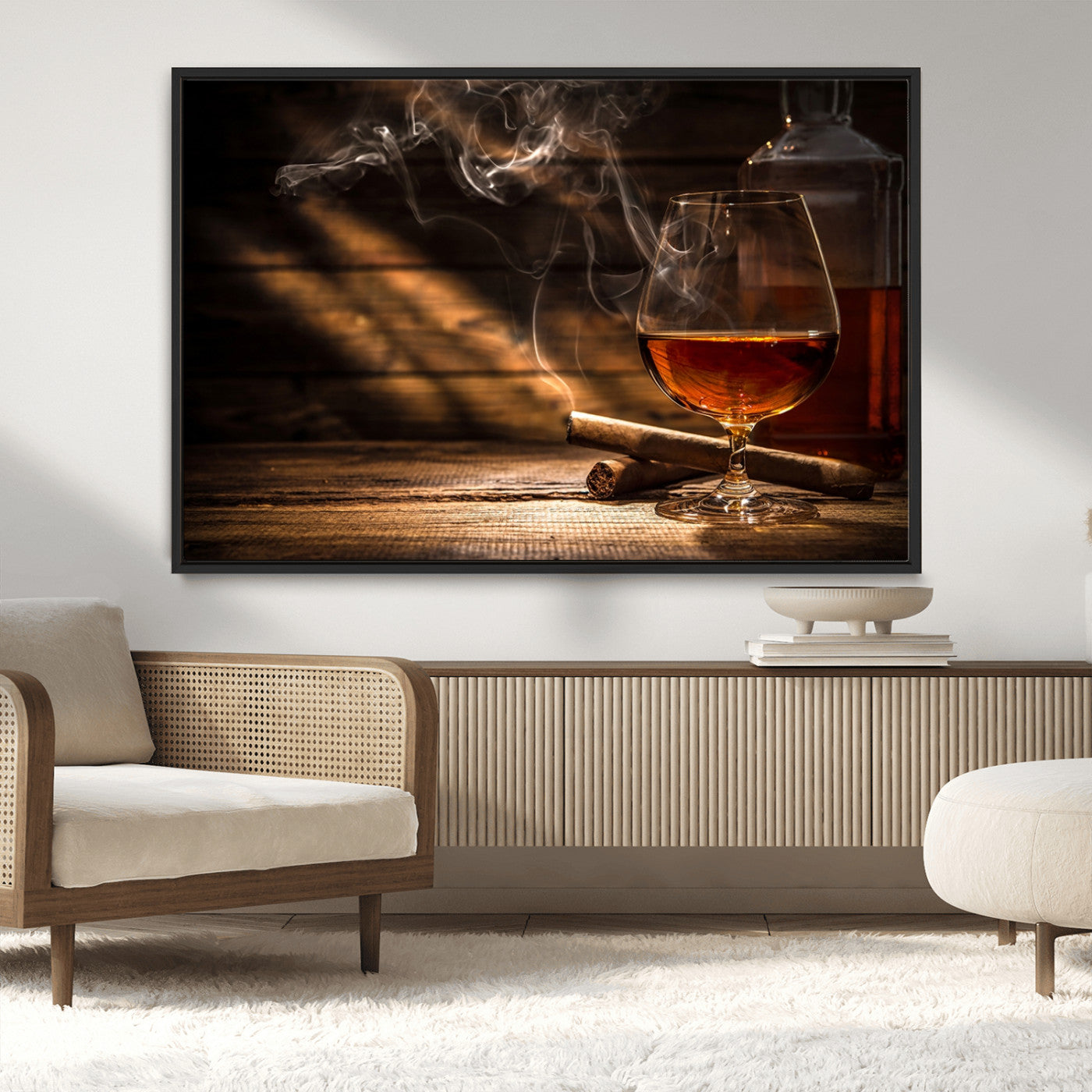MGV-FC-36X24 - Whiskey and Cigar Wall Art Canvas Print