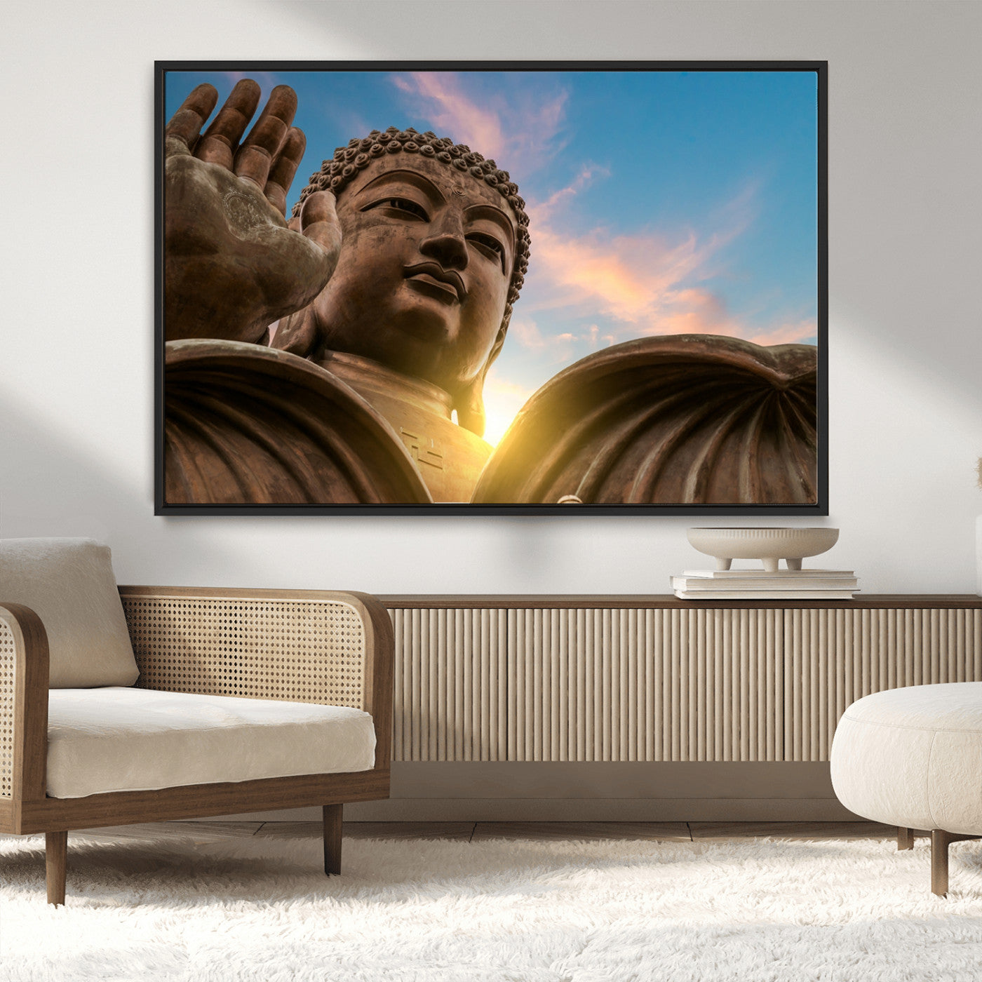 MGV-FC-36X24 - Buddha Statue and Daylight Wall Art, Buddha Statue Wall Art Canvas Print