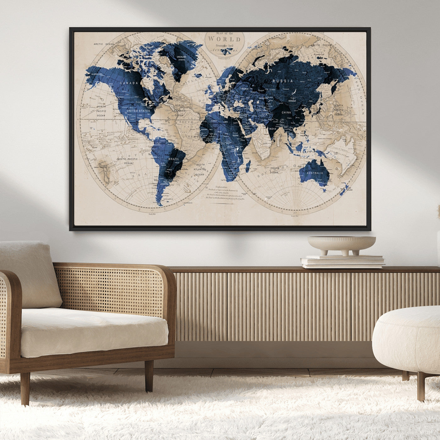 MGV-FC-36X24 - World Map Wall Art Canvas Print for Home and Office Decor