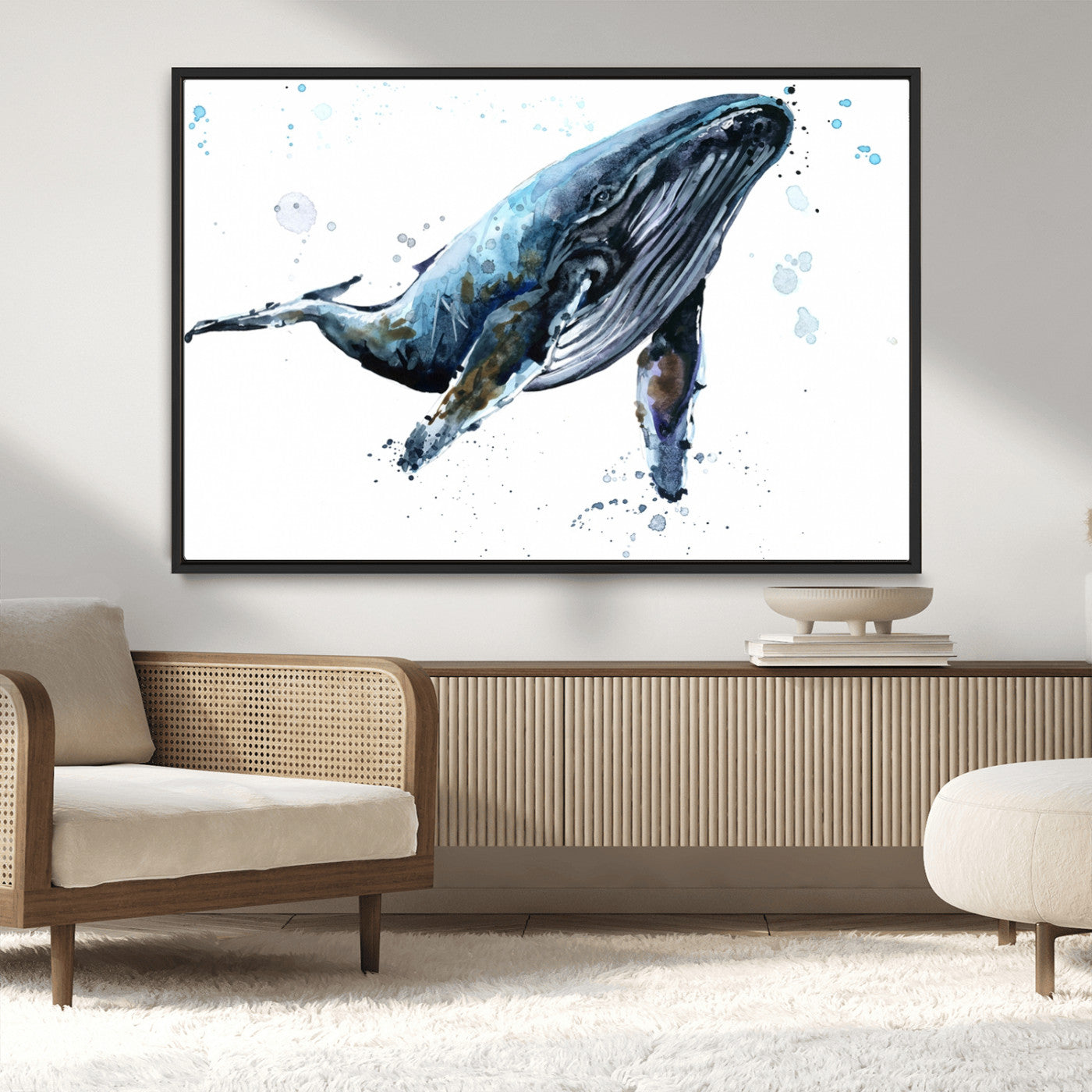 MGV-FC-36X24 - Watercolor Whale Wall Art Canvas Print