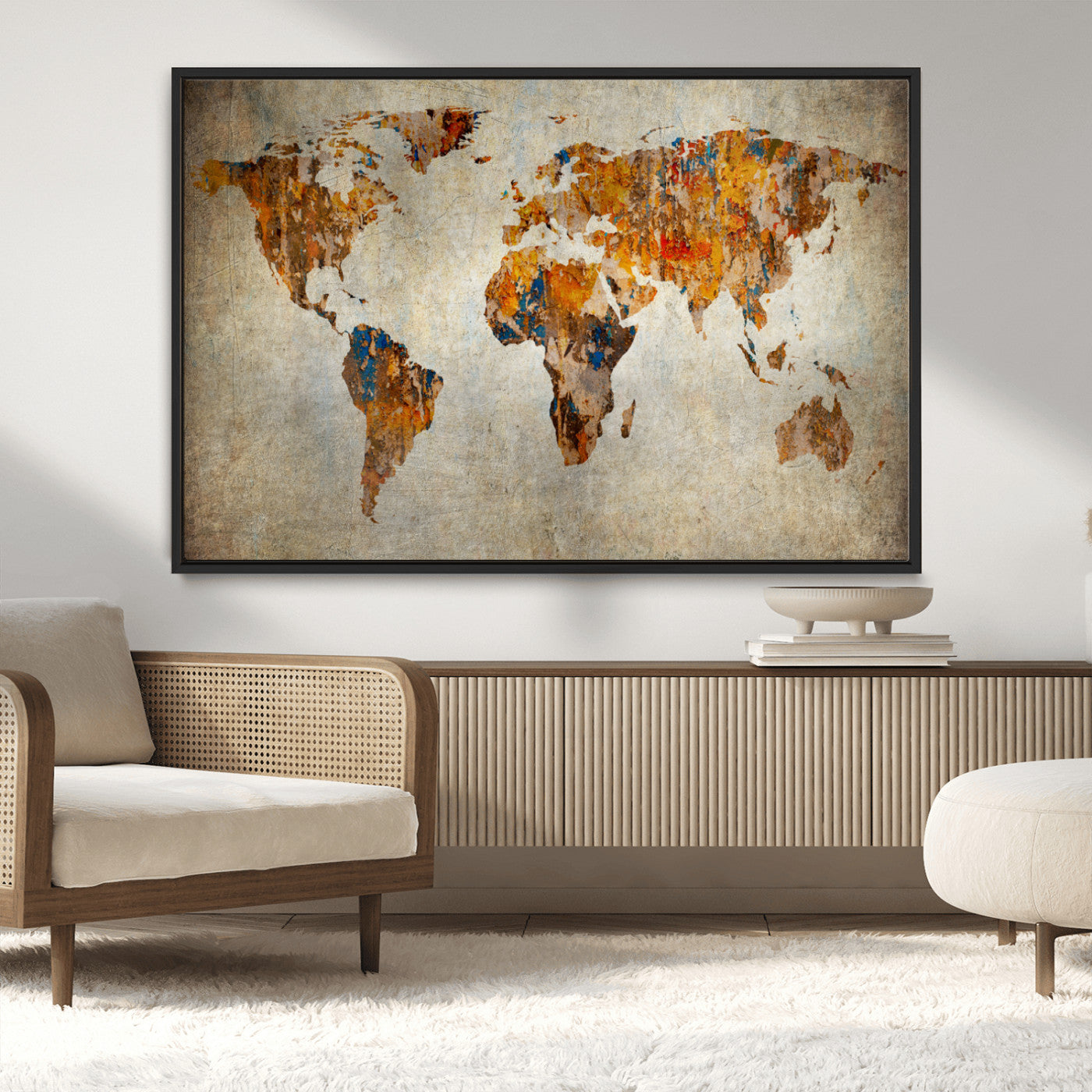 MGV-FC-36X24 - Push Pin World Map Canvas Print – Framed Wall Art for Couples to Track Their Travels – Anniversary