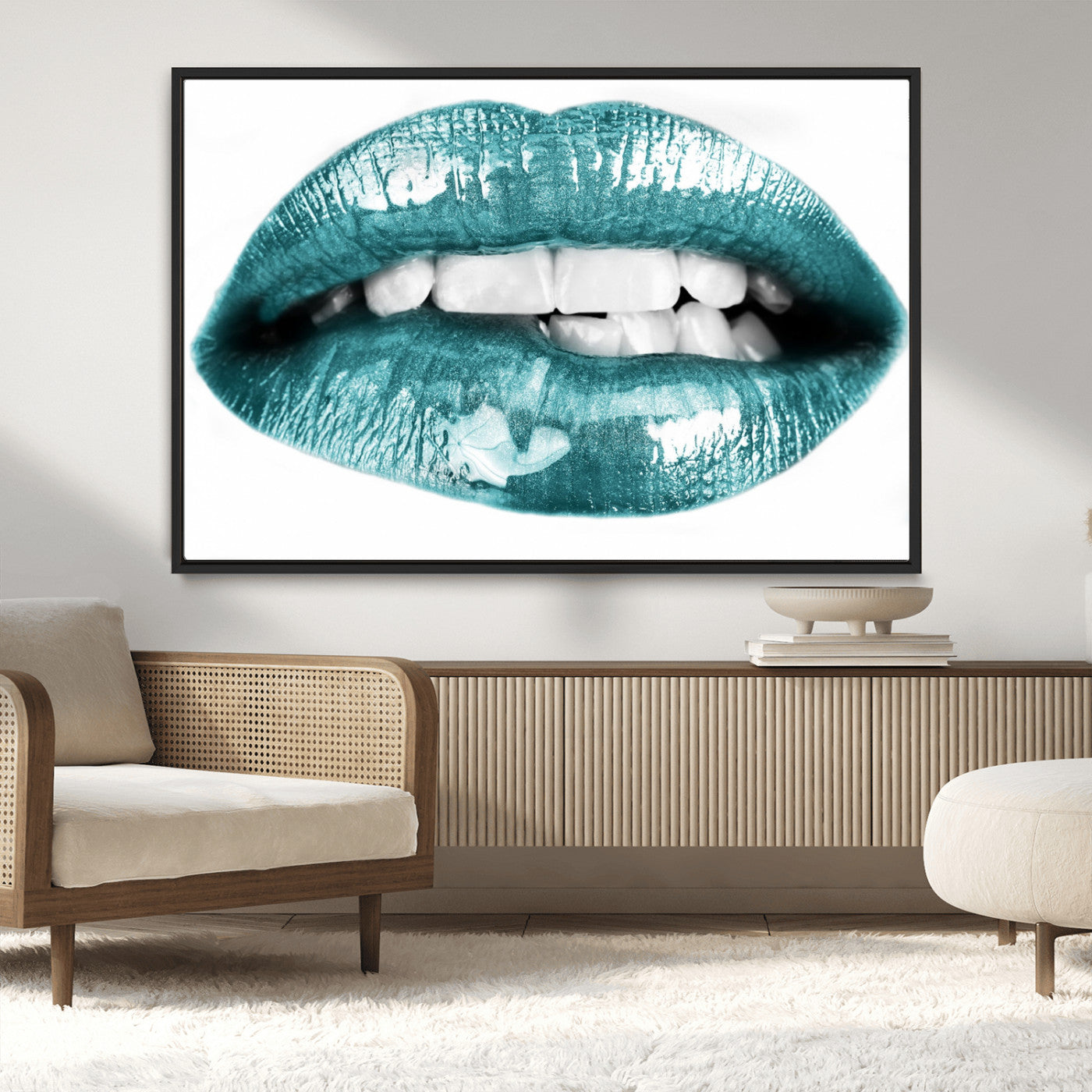 MGV-FC-36X24 - Blue Lips Wall Art Canvas Print