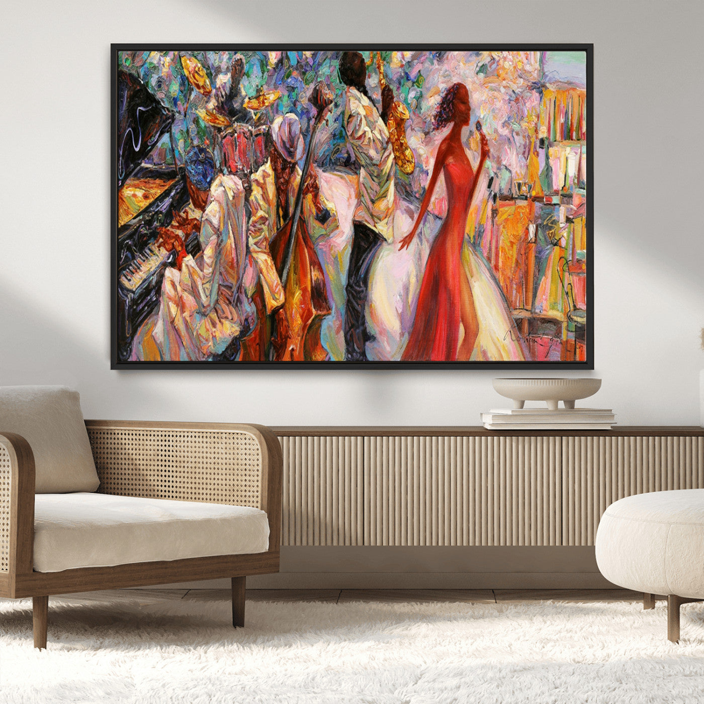 MGV-FC-36X24 - Abstract Afro American Jazz Canvas Wall Art | Music-Inspired Painting for Dining Room, Living Room,
