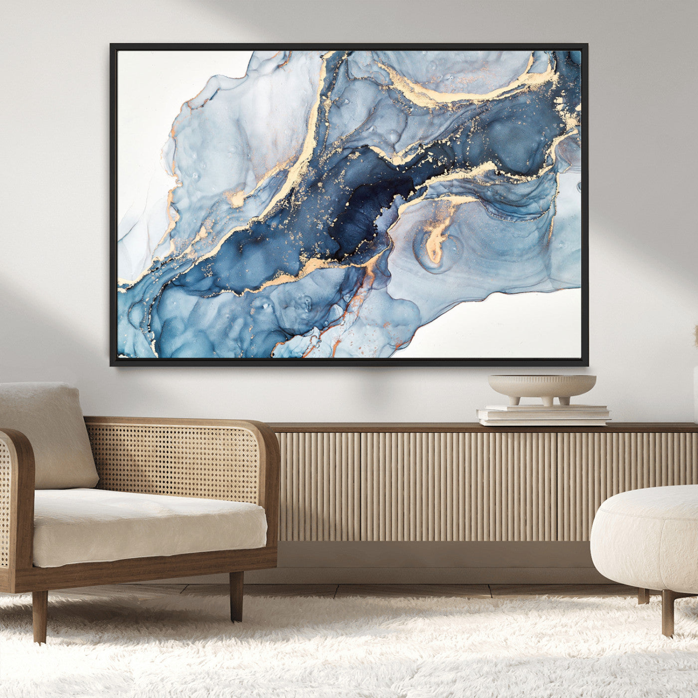 33782-MGV-CV-36X24-Abstract Art Print - Blue Abstract Canvas Wall Art Print Abstract Art Fluid Effect Marble Wall Art