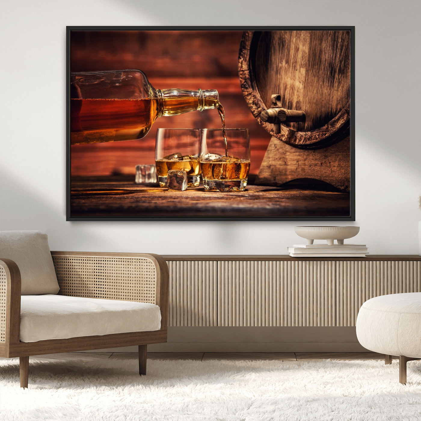 MGV-FC-36X24 - Whiskey and Cigar Canvas Wall Art | 3 Panel Bar Room Decor for Home Lounge, Office, or Man Cave |
