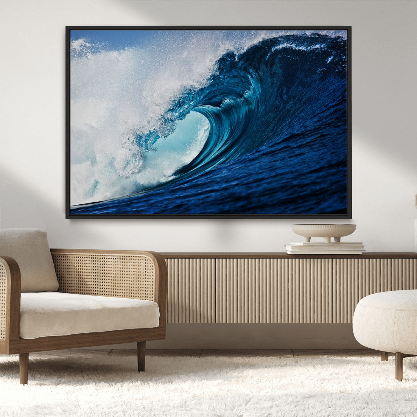 MGV-FC-36X24 - Ocean Wave at Sunset Canvas Art, Large Wall Print of Vibrant Water Waves, Coastal Art for Living Room and Dining Room Decor