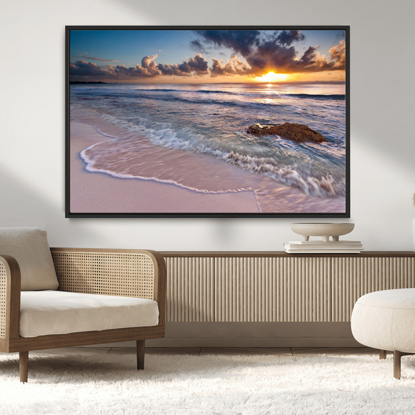 MGV-FC-36X24 - Sea Ocean Sunset Beach Wall Art Canvas Print