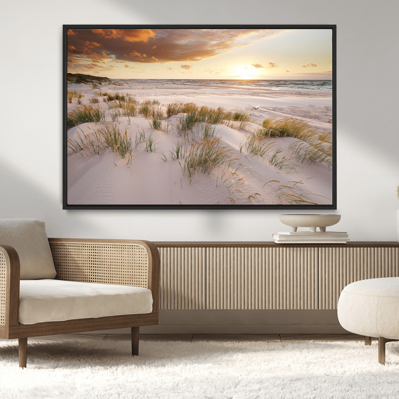 MGV-FC-36X24 - Flight Over Coastal Beach Landscape, Flight Over Coastal Beach Print Canvas Wall Art