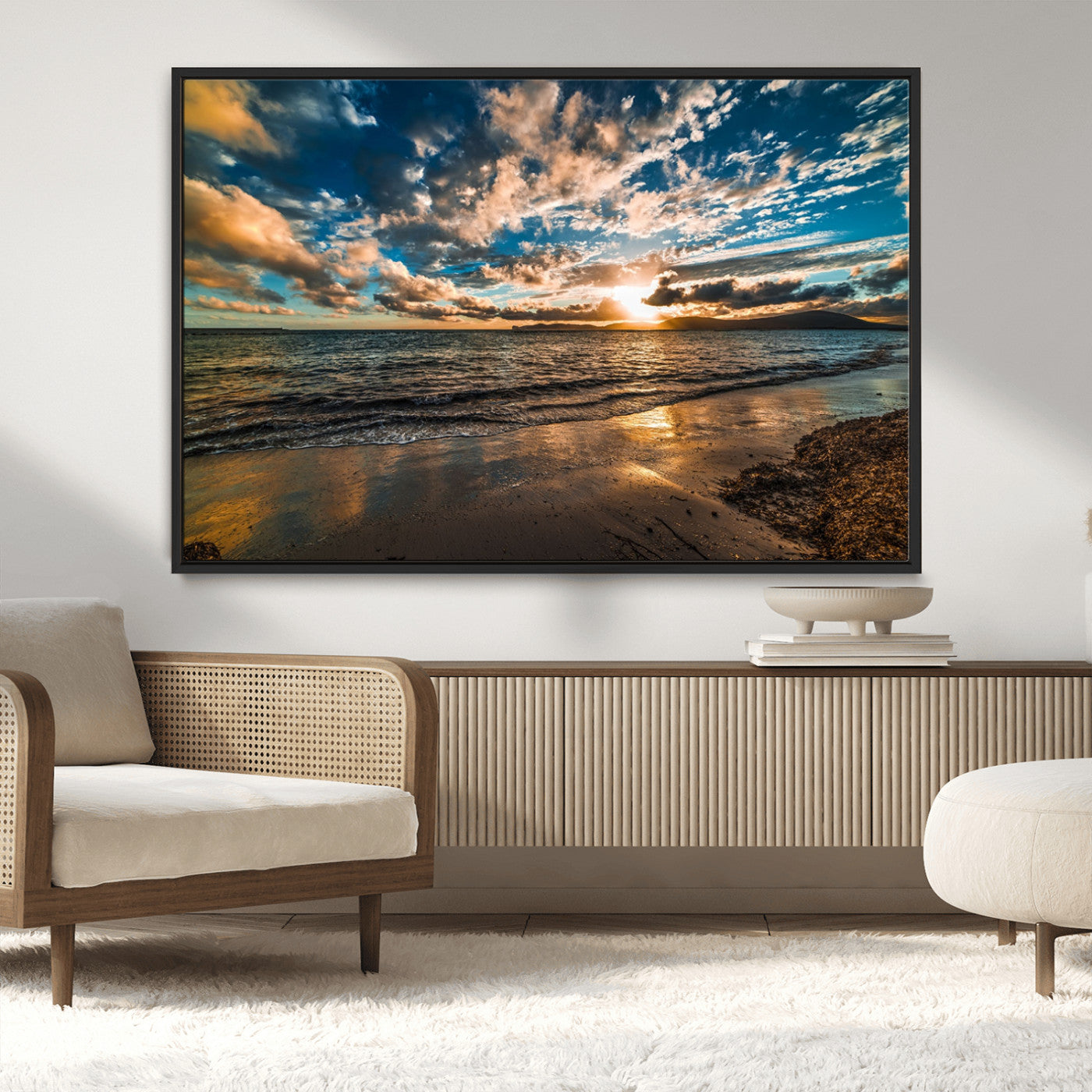 MGV-FC-36X24 - Beach Wall Art - Stunning Ocean Sunset Canvas Print with Coastal Design for Elegant and Relaxing