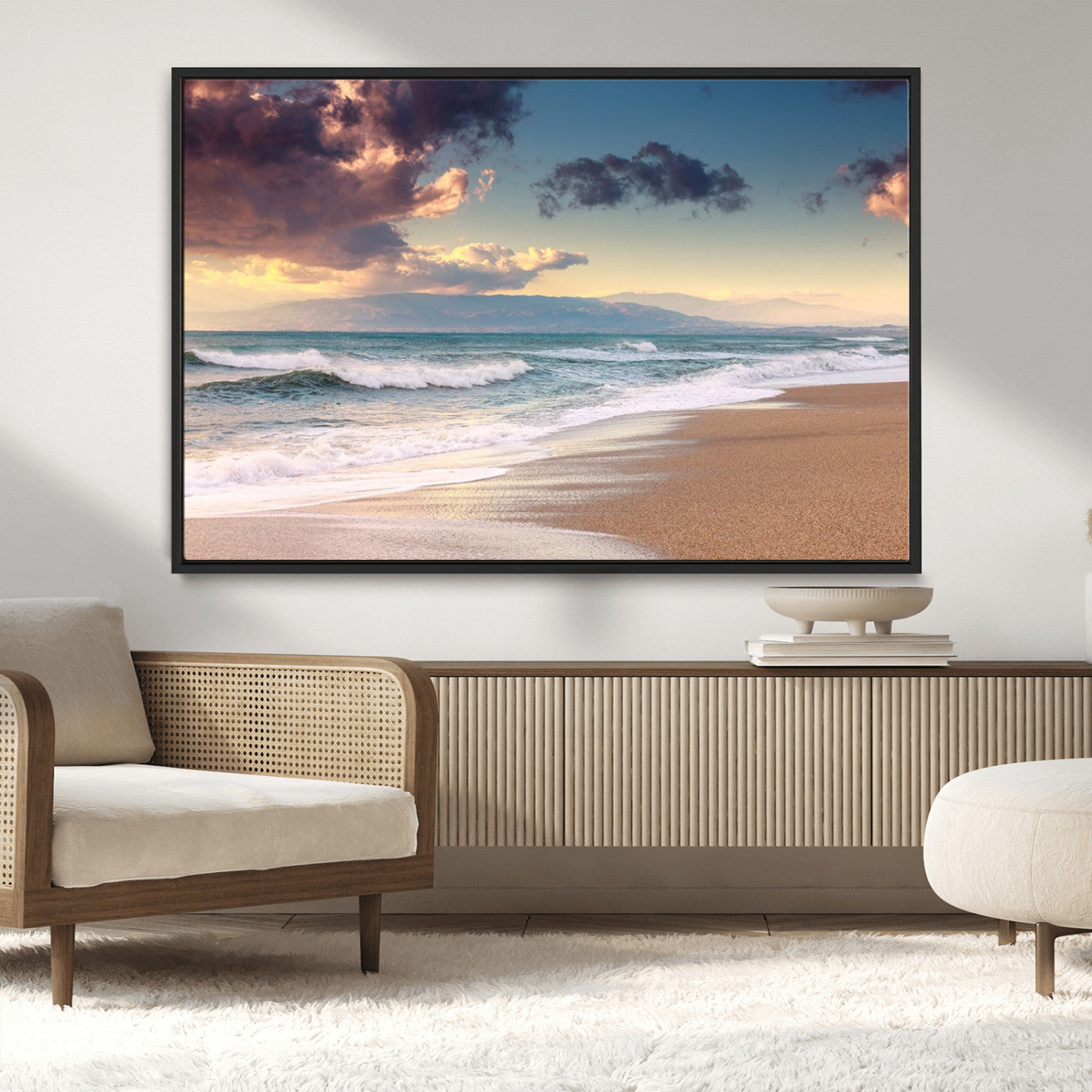 MGV-FC-36X24 - Cloudy Weather Beach Sunset Canvas Print | Sunrise Wall Art Canvas Print