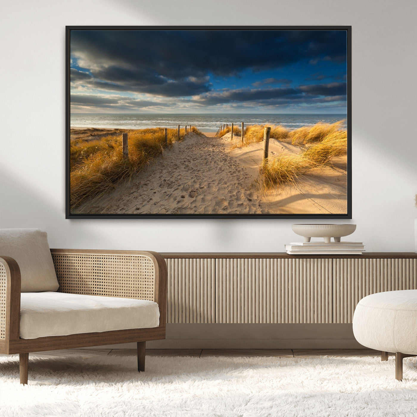 MGV-FC-36X24 - Ocean Beach Dark Clouds Wall Art Canvas Print