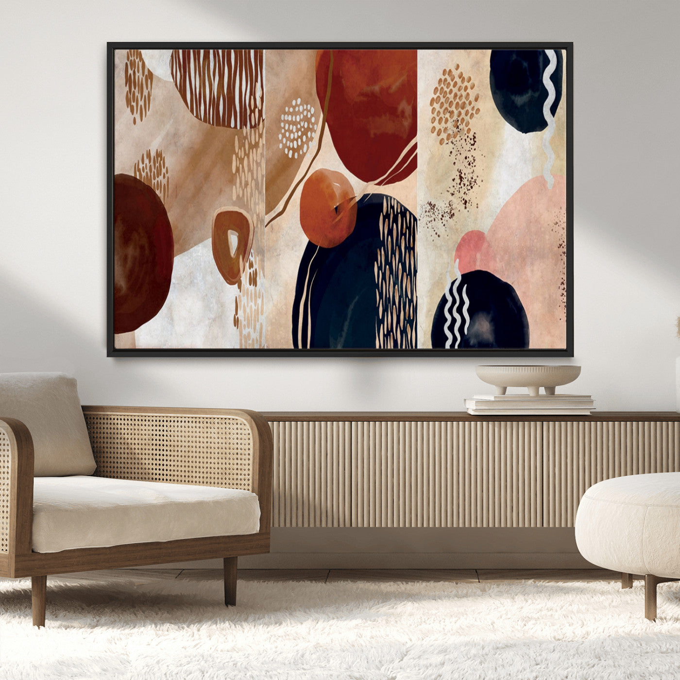 MGV-FC-36X24 - Boho Wall Art Canvas Print Set Mid-Century Prints Bohemian Wall Artwork Prints Boho Neutral