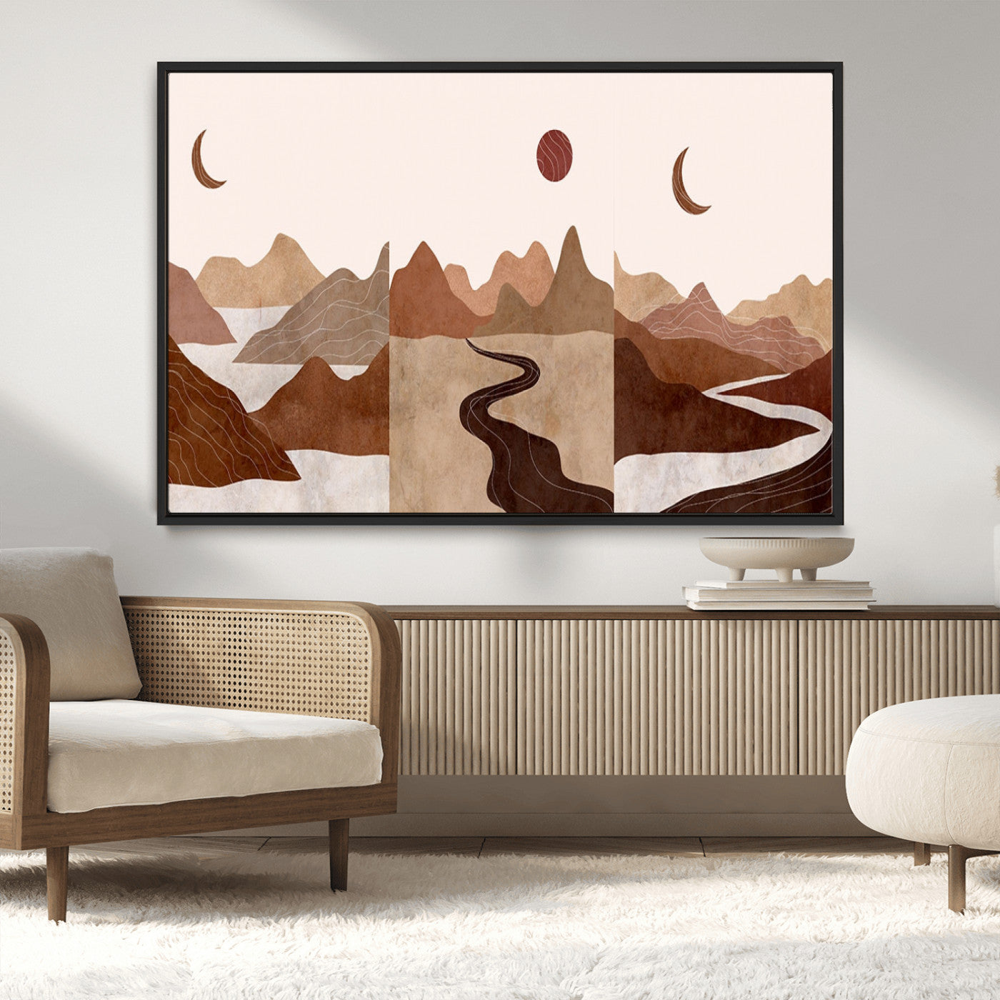 MGV-FC-36X24 - Boho Wall Art Canvas Print Set Mid-Century Prints Bohemian Wall Artwork Prints Boho Neutral