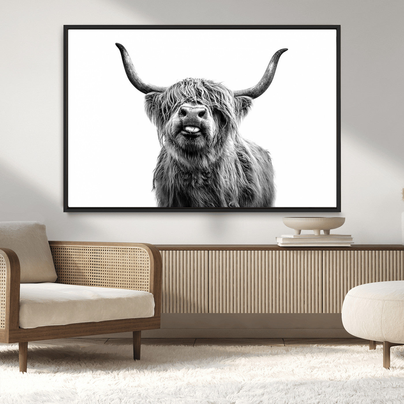 MGV-FC-36X24 - Fanny Scottish Highland Cow Cattle Art Print Farmhouse Wall Art Canvas Print