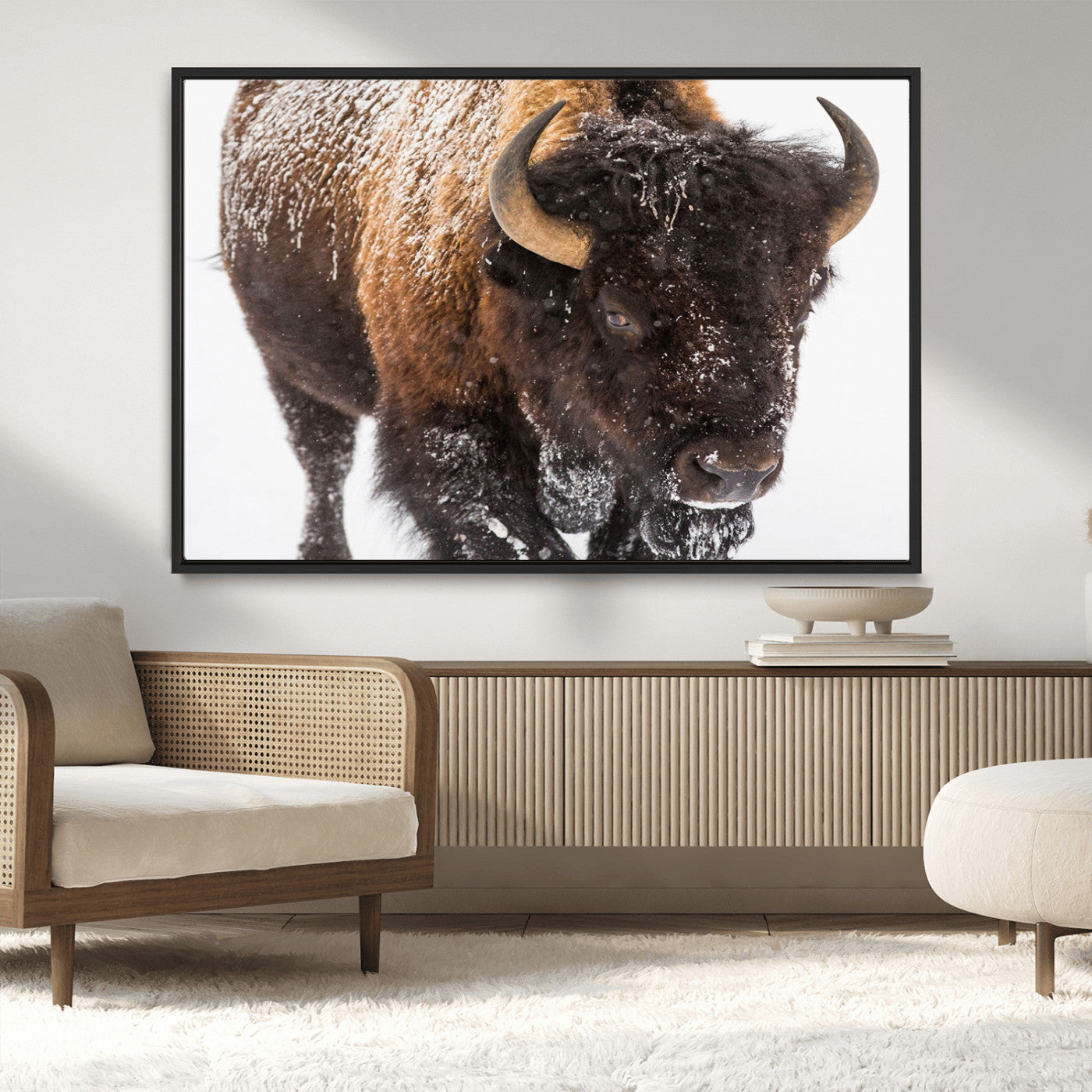 MGV-FC-36X24 - Bison Wall Art Canvas Print For Farmhouse, Wild Animal Wall Art