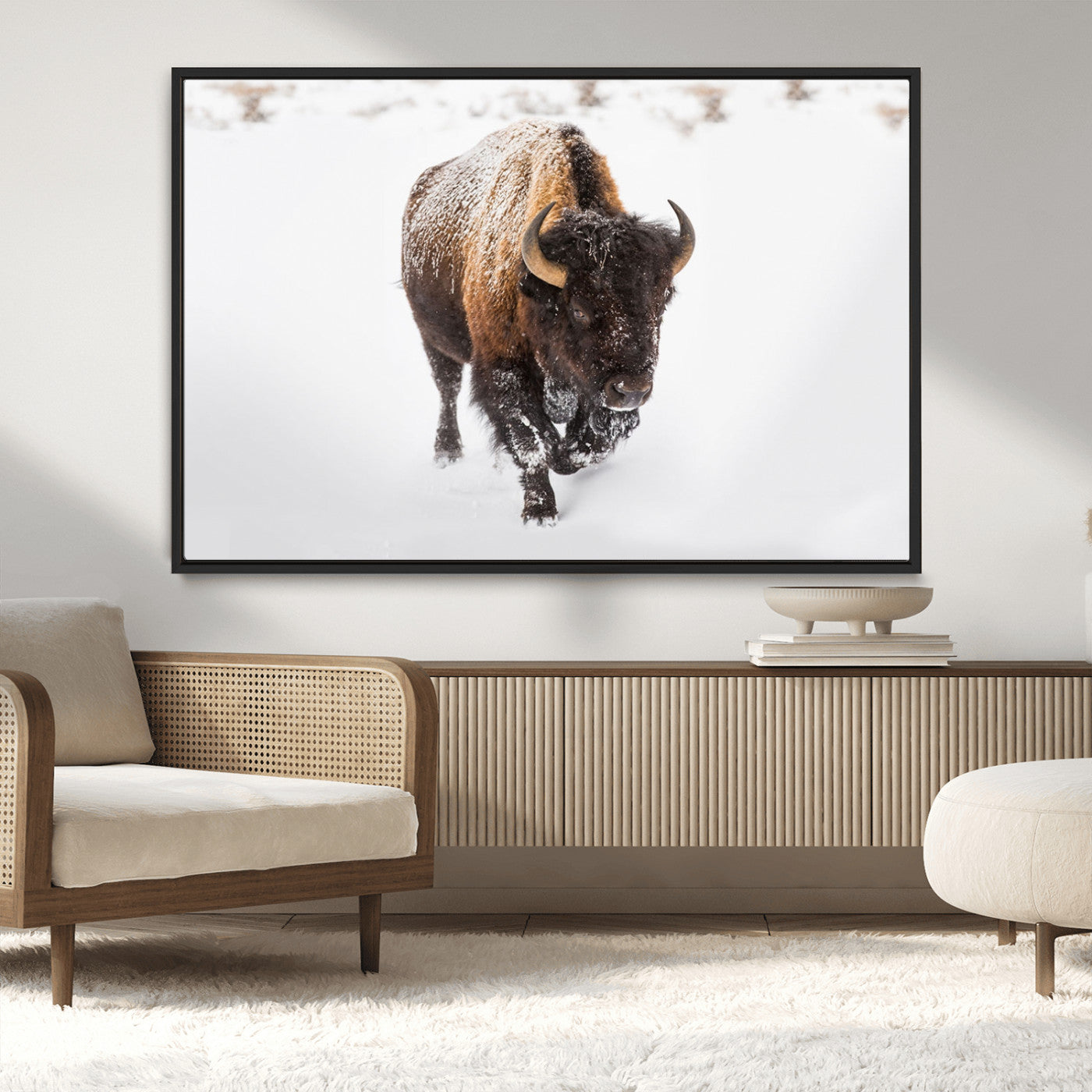 MGV-FC-36X24 - Bison Winter Wall Art Canvas Print For Farmhouse Decor