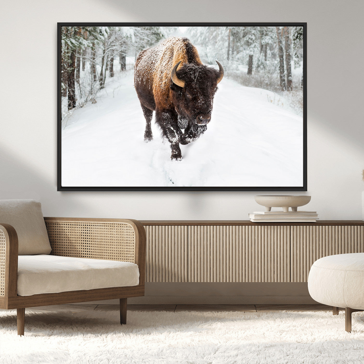 MGV-FC-36X24 - Bison Wall Art Canvas Print For Farmhouse, Animal Canvas Print, Wild Animal Wall Art