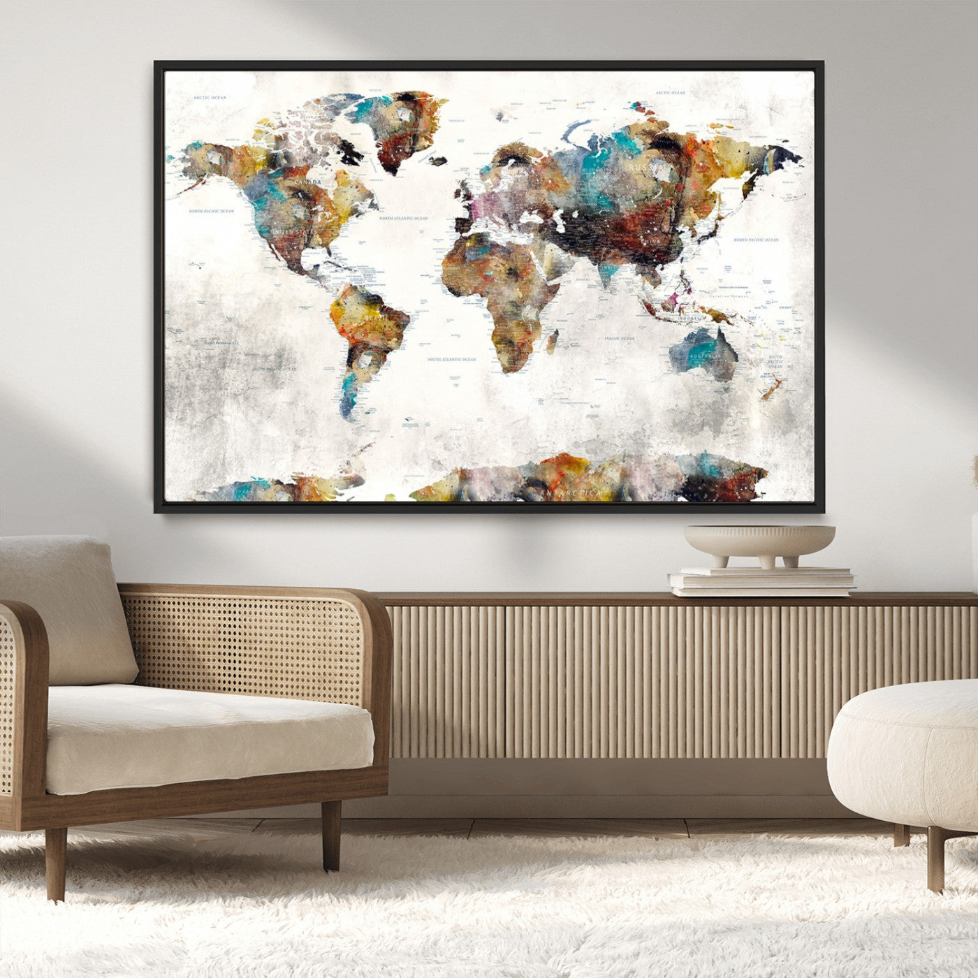 MGV-FC-36X24 - Push Pin World Map Canvas Print – Framed Wall Art for Couples to Track Their Travels – Anniversary