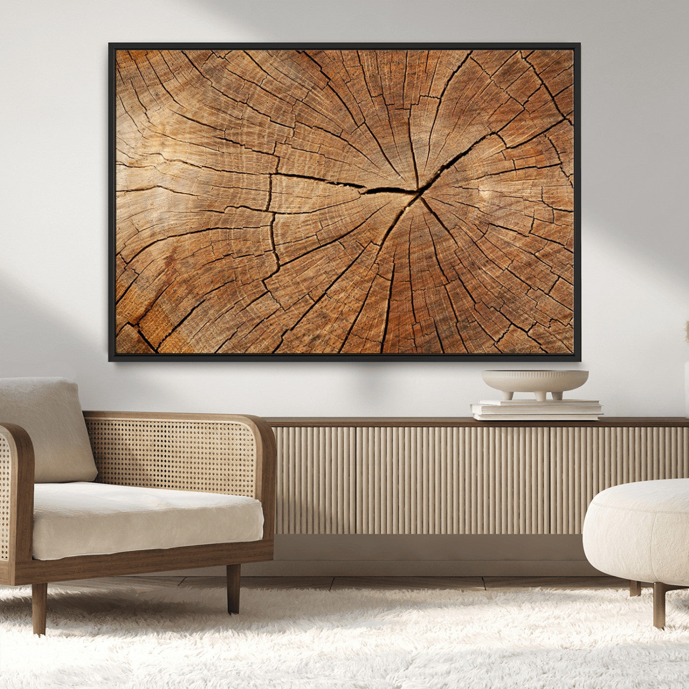 MGV-FC-36X24 - Tree Ring Canvas Art, Rustic Wood Grain Wall Art, Tree Slice Decor for Modern Homes, Giclee Multi-Panel Print, Tree Ring Wall Art Set