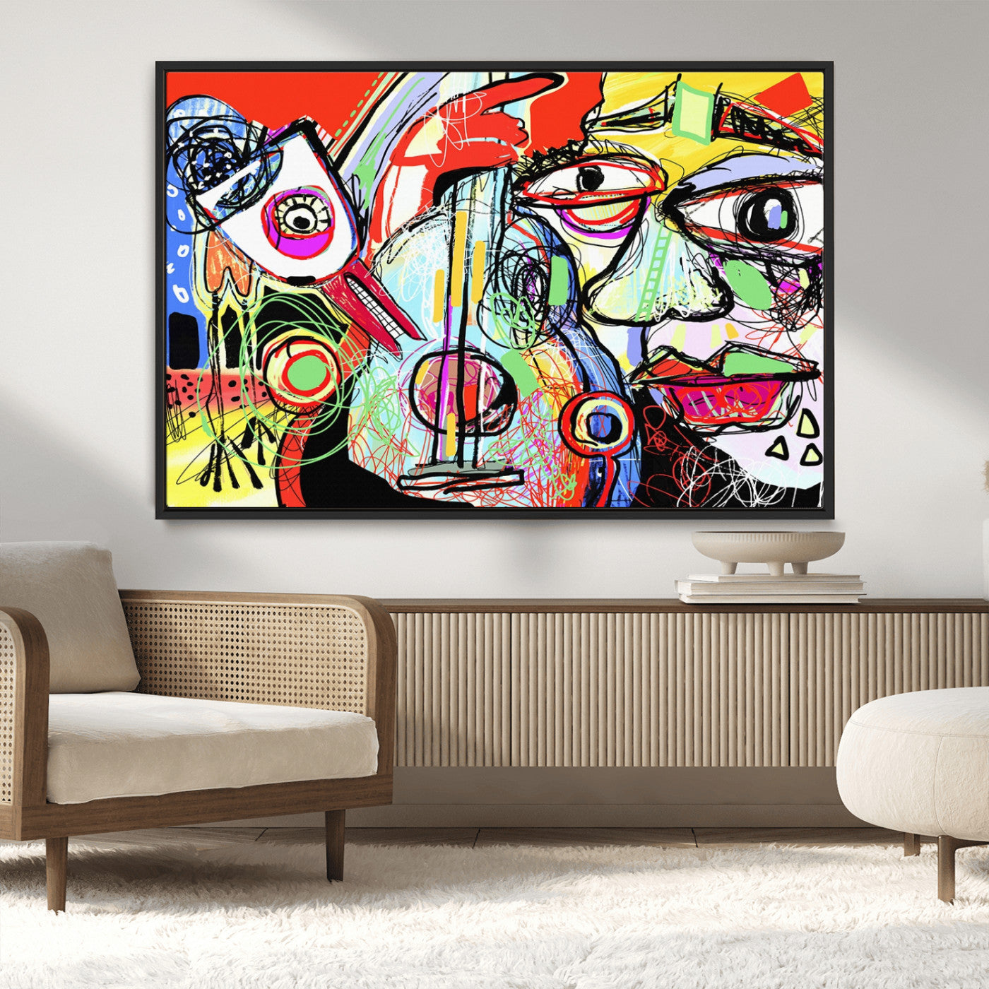 MGV-FC-36X24 - Picasso Style Art Abstract Canvas Wall Art Print , Colorful Abstract Artwork
