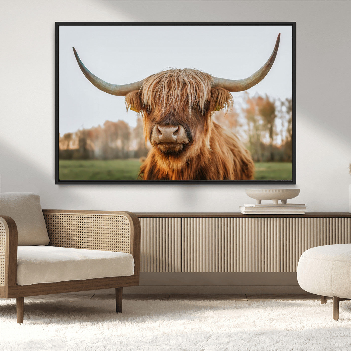 MGV-FC-36X24 - Highland Cow Animal Scottish Cattle Art Print Farmhouse Wall Art Canvas Print