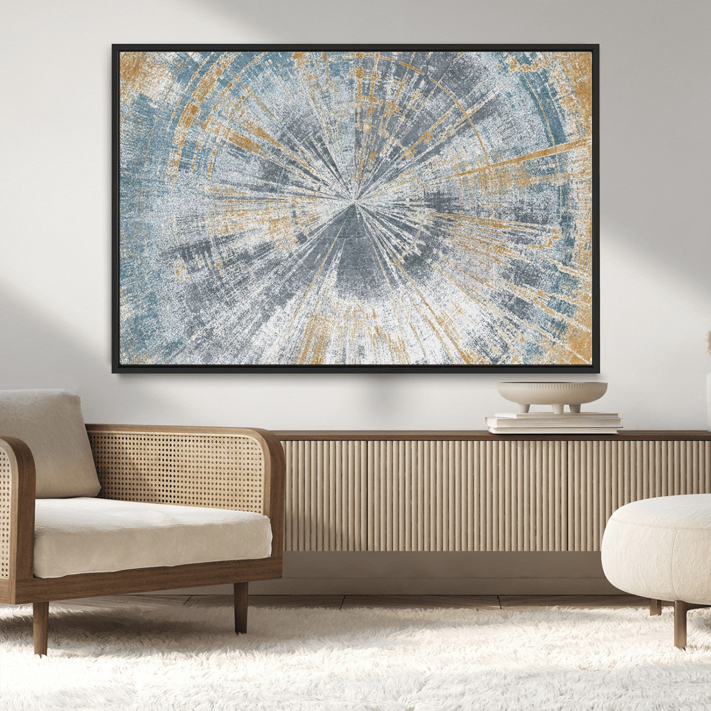 MGV-FC-36X24 - Radiant Abstract Wood Rings Canvas Art – Modern Triptych Wall Decor for Living Room or Farmhouse Decor
