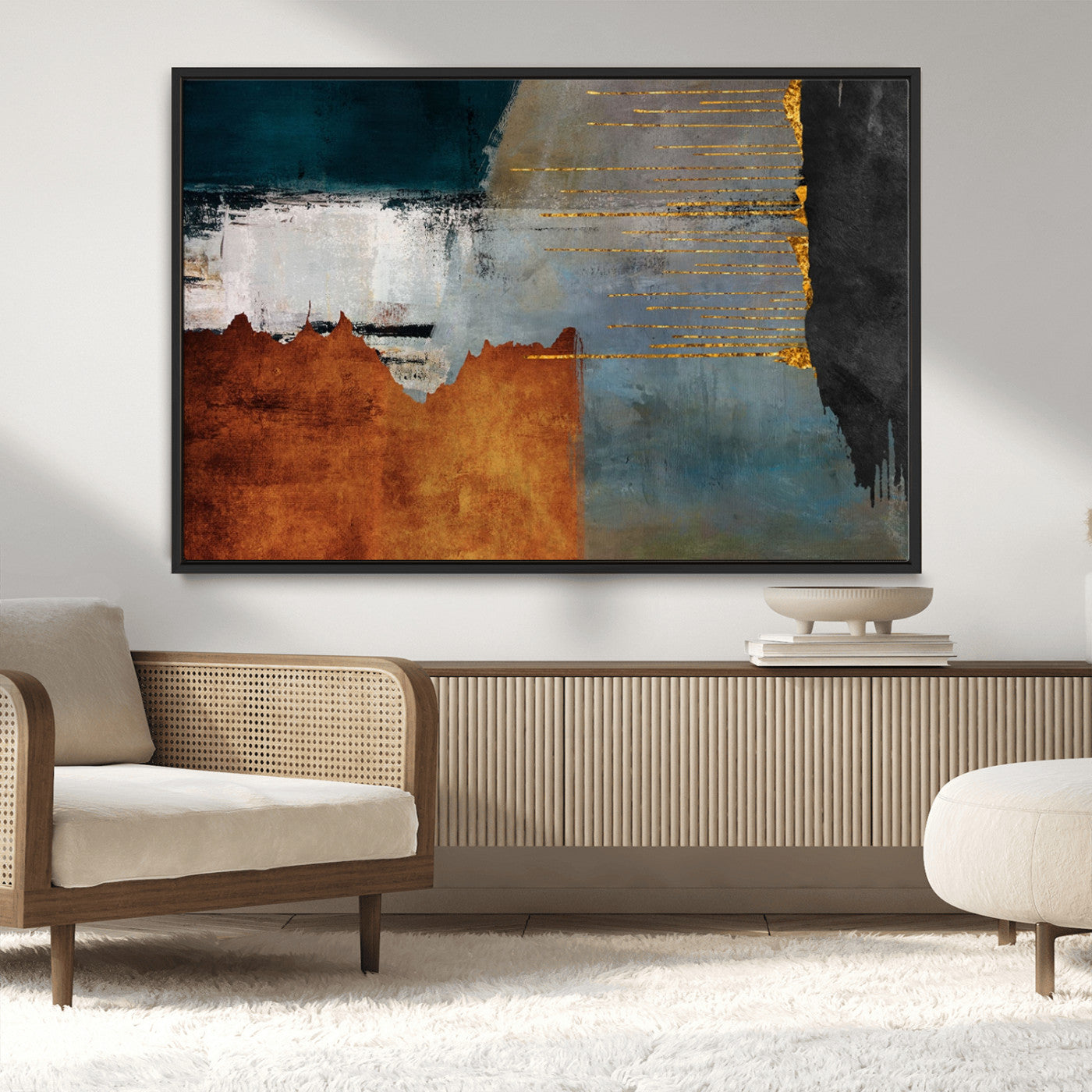 MGV-FC-36X24 - Modern Abstract Canvas Art Canvas Print - Framed and Ready to Hang Artwork for Contemporary Living Room or Office Decor