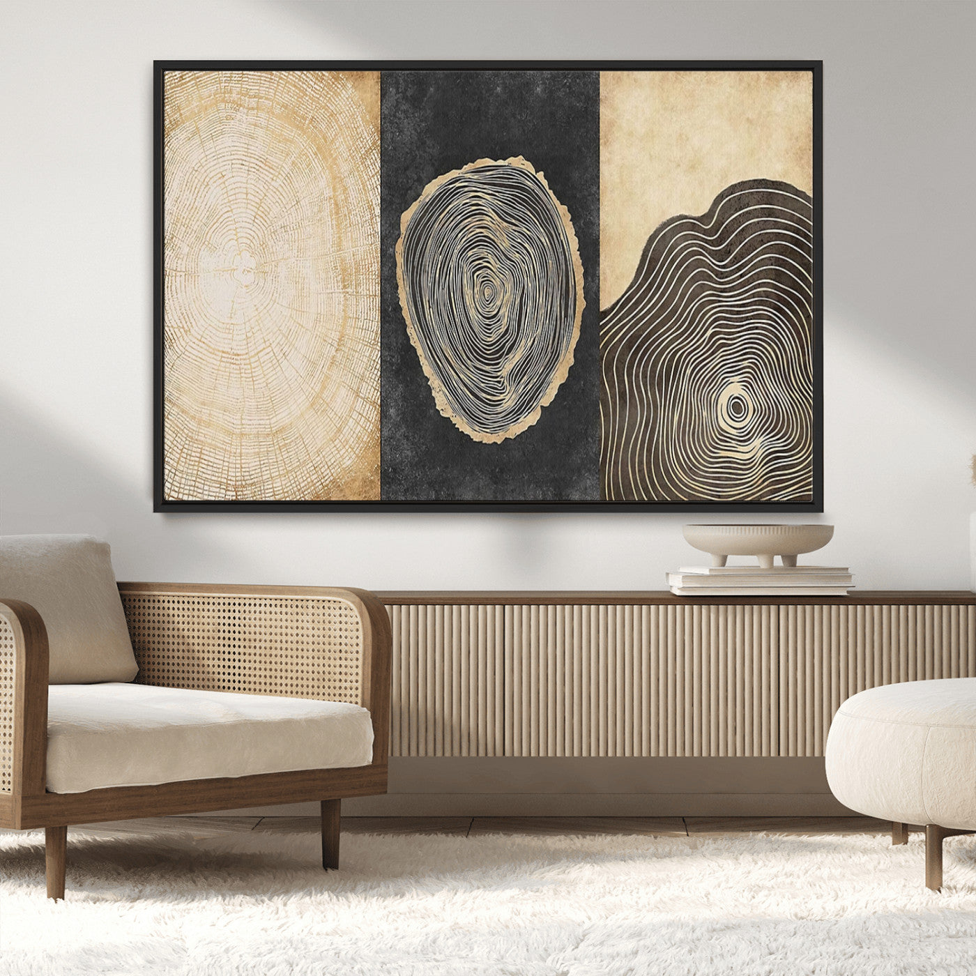MGV-FC-36X24 - Tree Rings Canvas Wall Art Print – Minimalist Natural History in Modern Decor - Minimalist Boho Wall