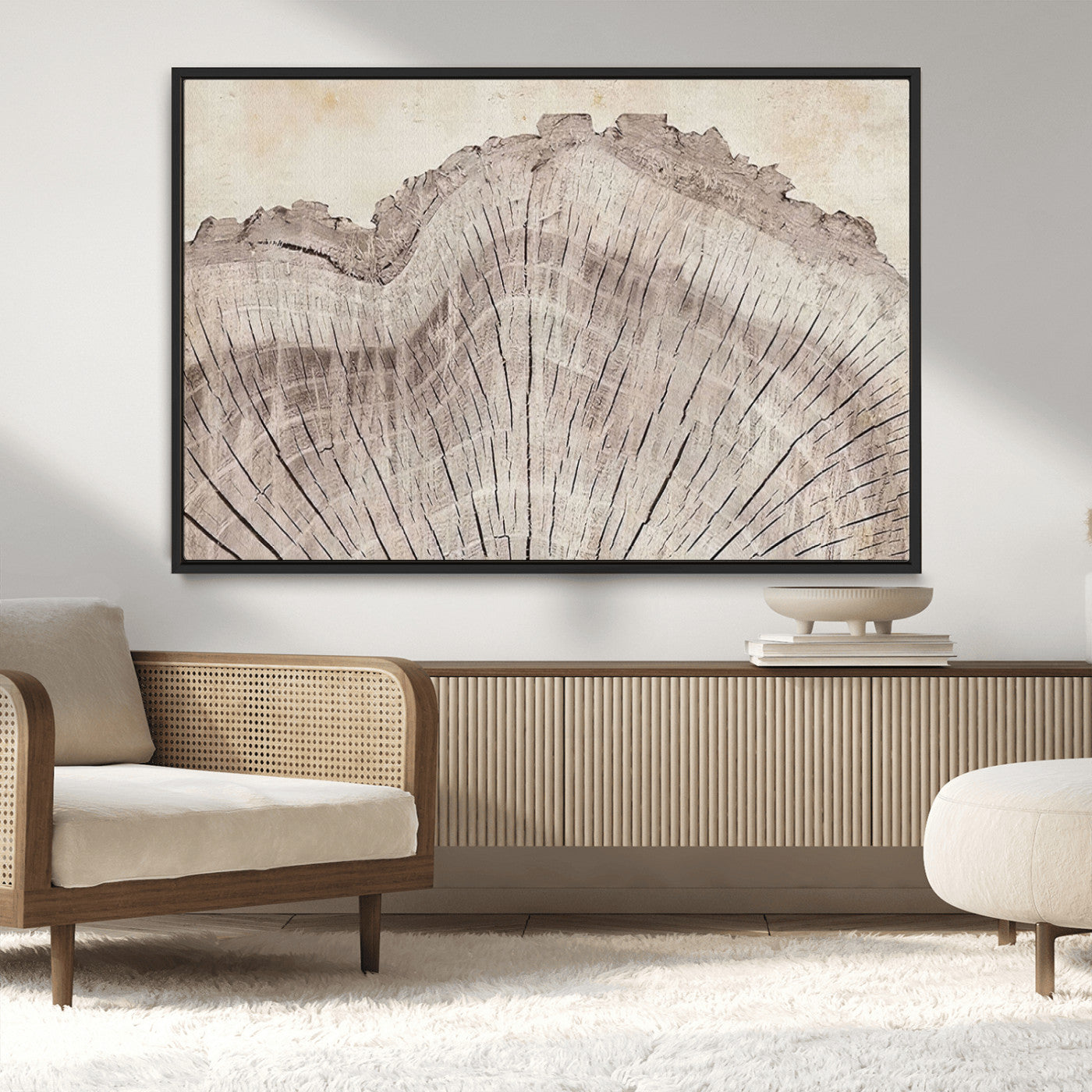 MGV-FC-36X24 - Tree Ring Wall Art Triptych, Rustic Wood Ring Canvas Print, Minimalist Wall Decor for Modern Homes and Farmhouse Decor