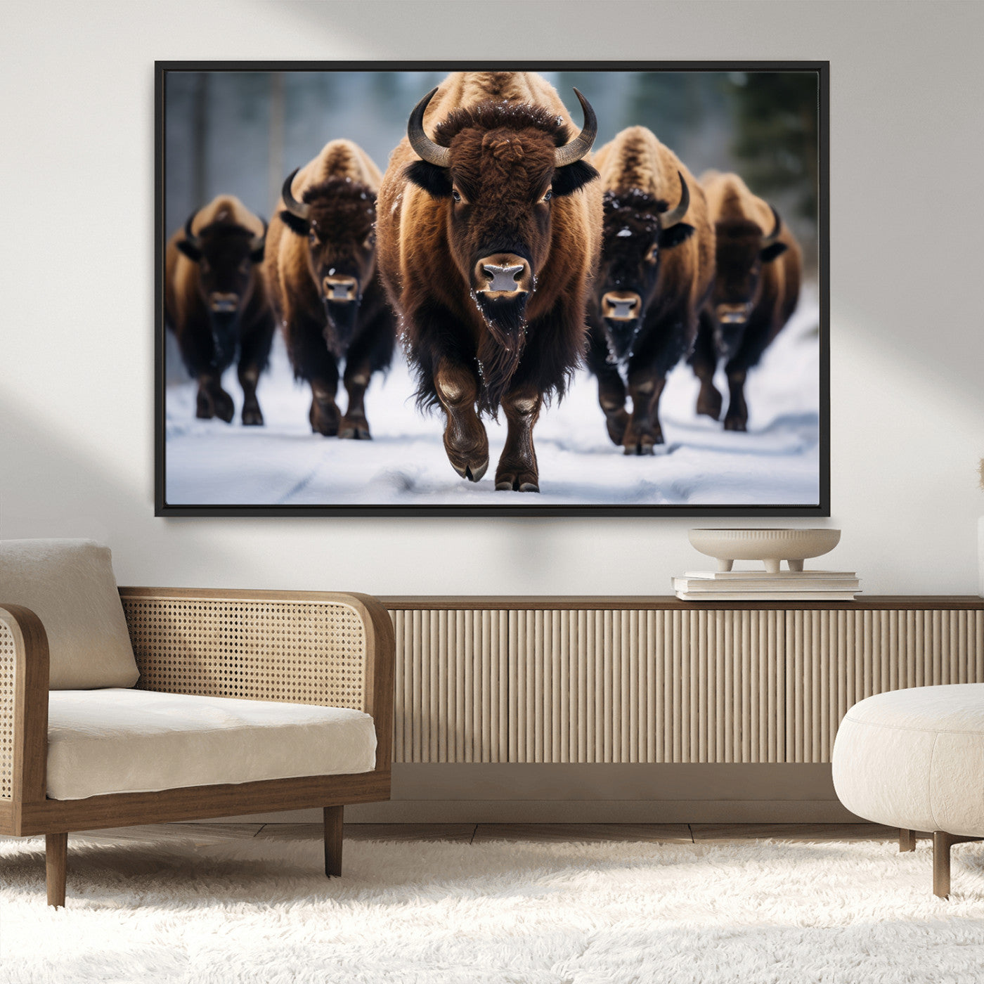 MGV-FC-36X24 - Buffalo Wall Art Canvas Print, American Bison Herd Wall Art Canvas Print - Bison Canvas Print
