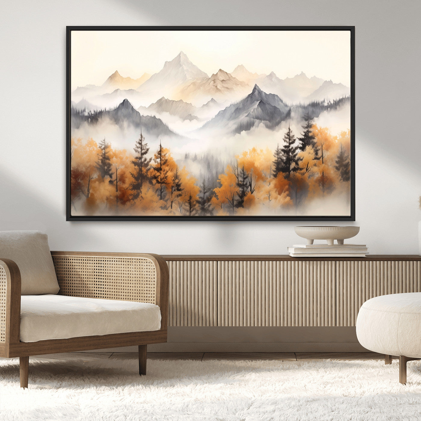 MGV-FC-36X24 - Abstract Mountain Wall Art | Misty Mountain Forest and Mountains Canvas Print for Living Room,