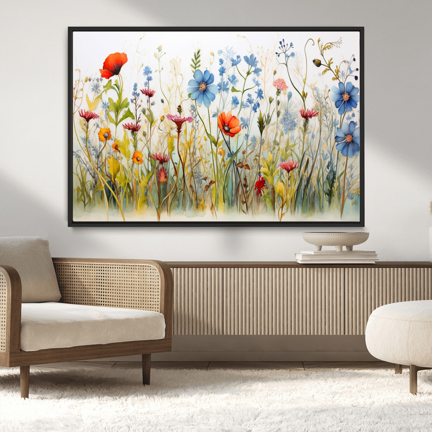 MGV-FC-36X24 - Colorful Wildflower Canvas Wall Art - Vibrant Floral Botanical Print, Bright Nature Decor for Living