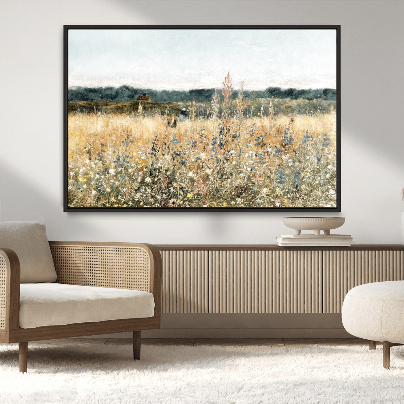 MGV-FC-36X24 - Wildflower Field Wall Art Canvas | Nature-Inspired Landscape Canvas Print for Living Room or Office | Rustic Floral Decor