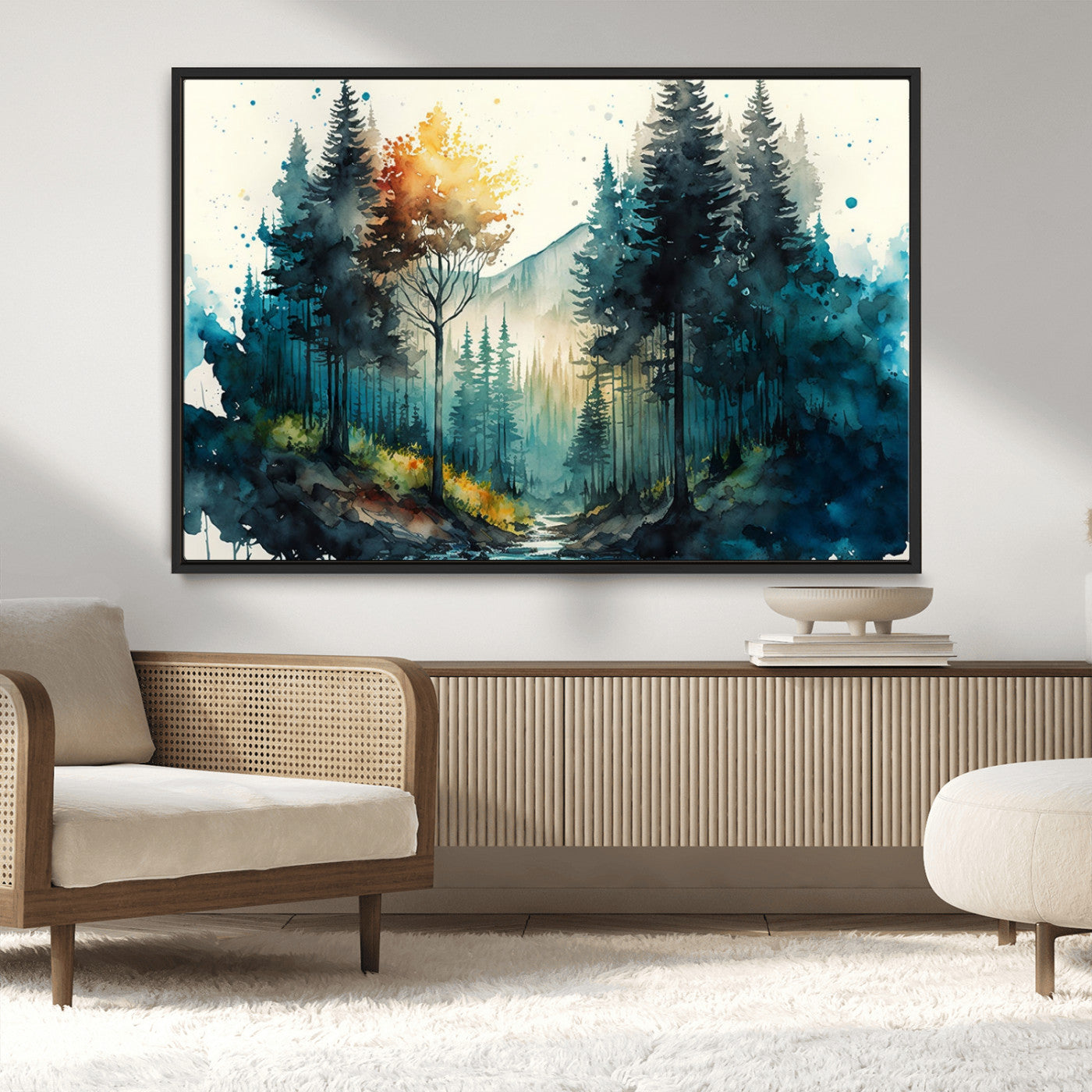 MGV-FC-36X24 - Watercolor Trees Forest Abstract Wall Art Canvas Print