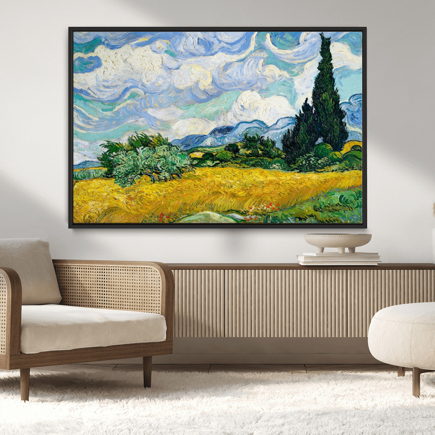 MGV-FC-36X24 - Wheatfield With Cypresses By Van Gogh Painting Wall Art Canvas Print