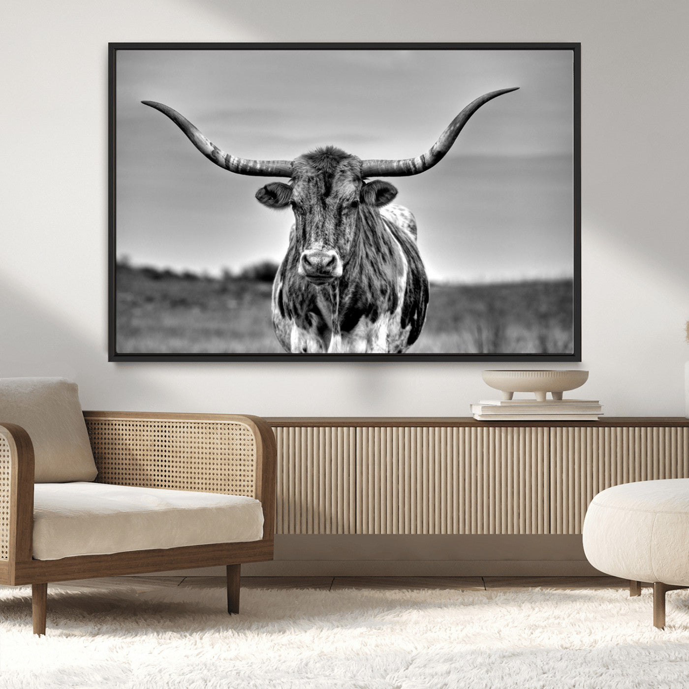 MGV-FC-36X24 - Texas Longhorn Cpw Wall Art, Texas Longhorn Canvas, Cattle Canvas Print