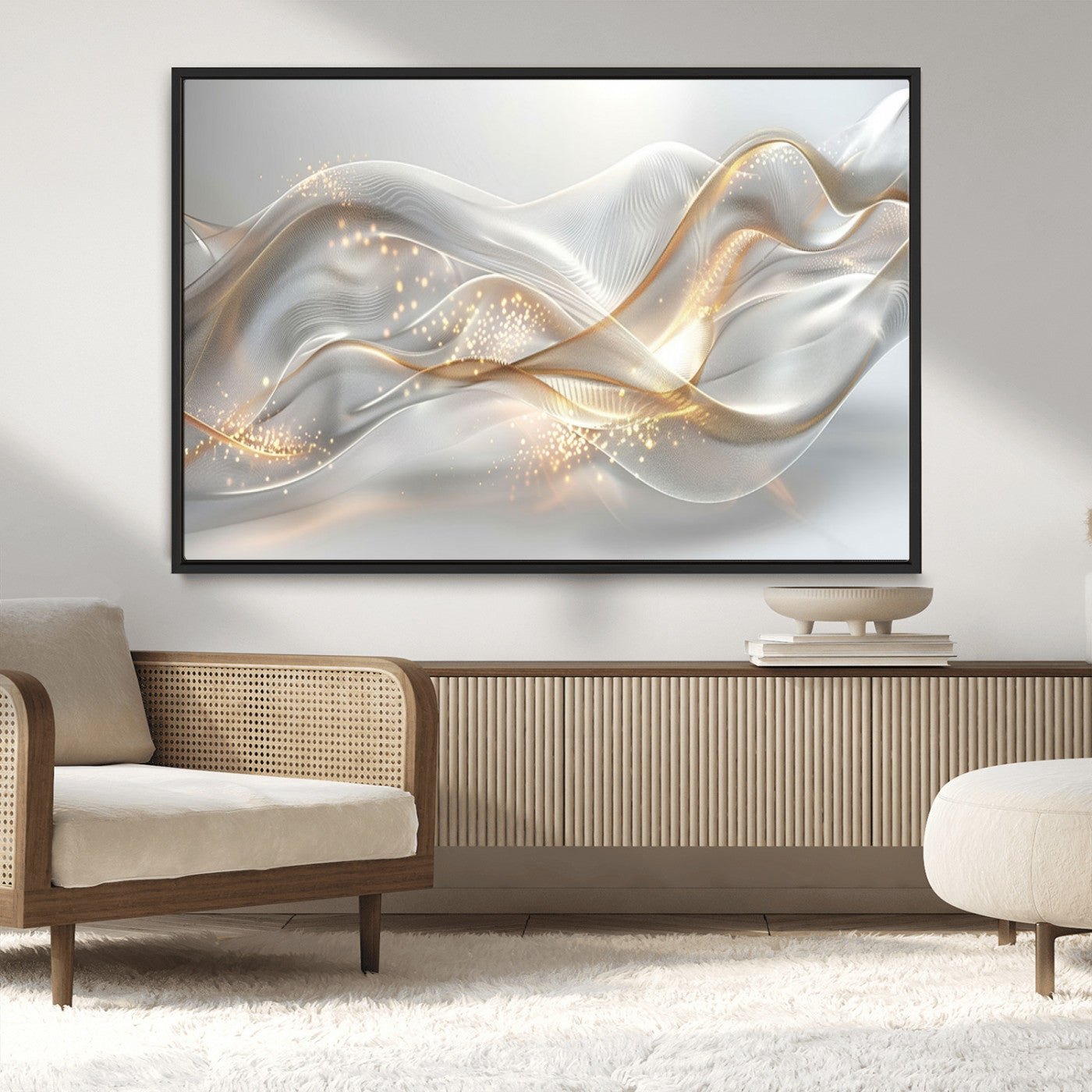 -Abstract art Grey and Gold Lines Wall Art