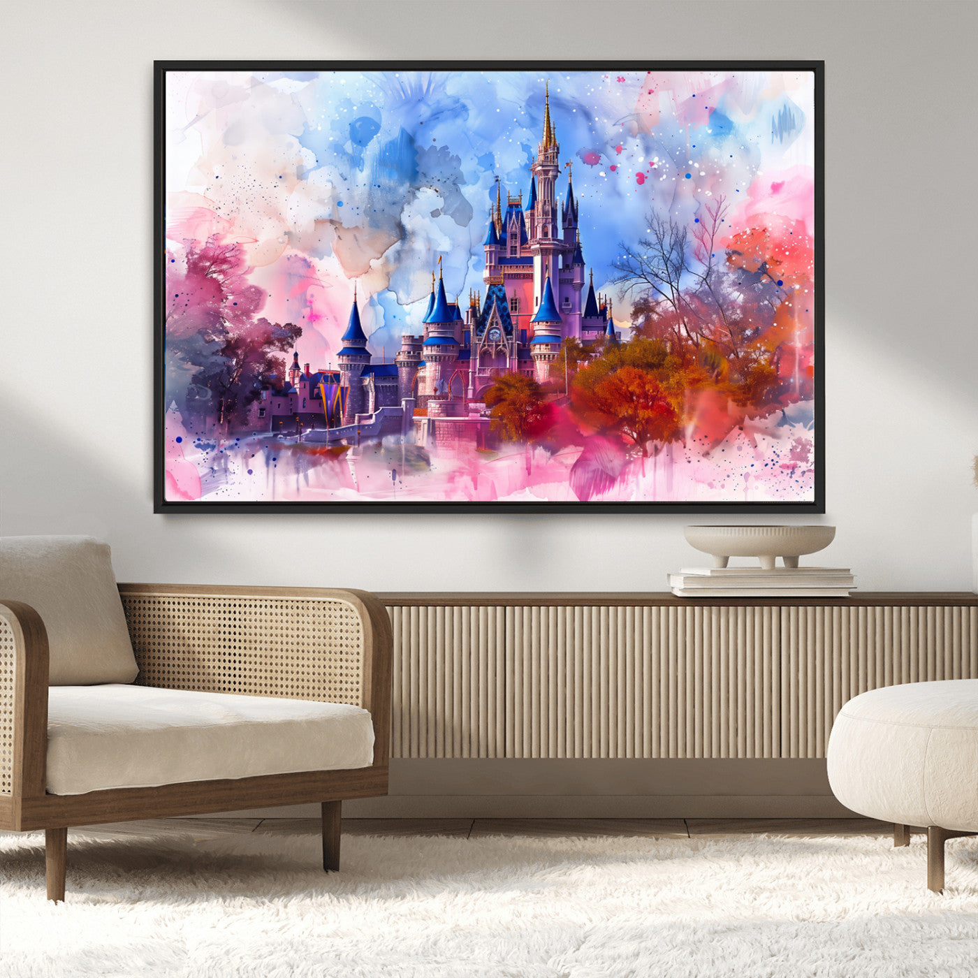 MGV-FC-36X24 - Disney Wall Art: Dreamy Watercolor Cinderella Castle Canvas Print