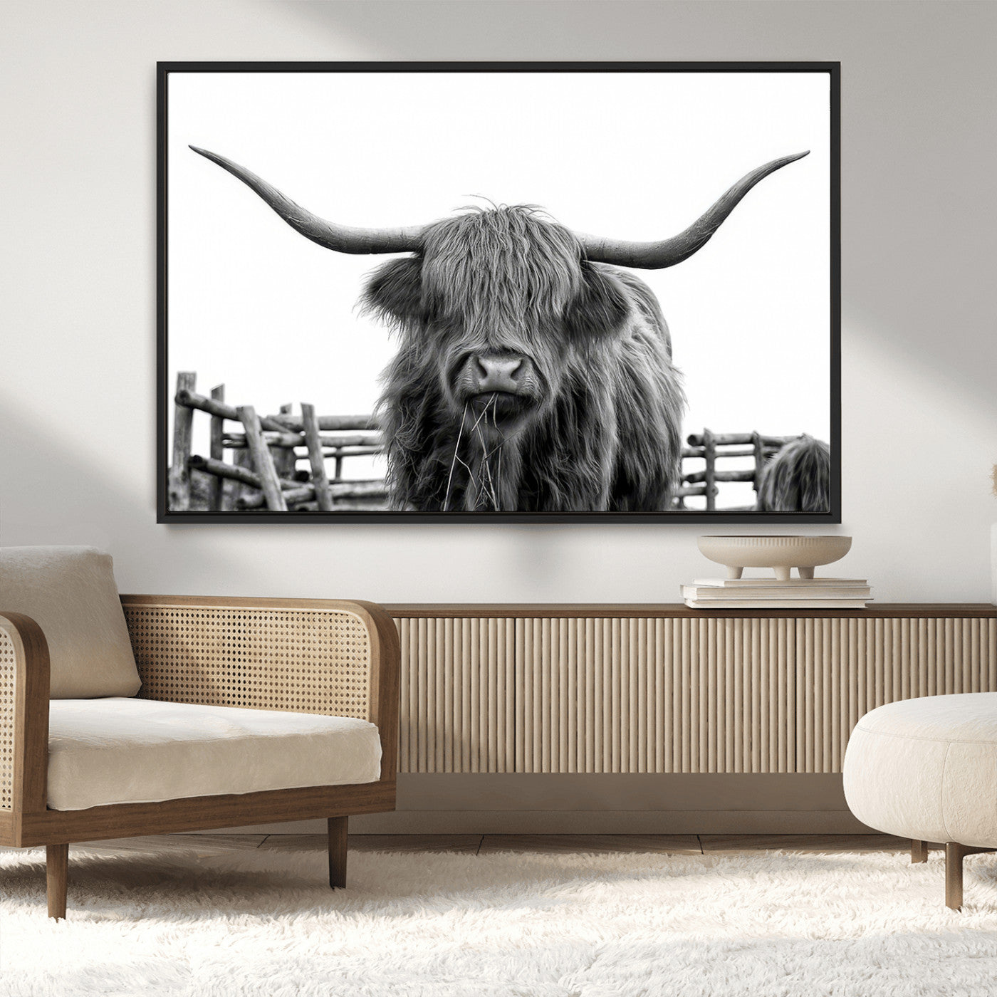 -Longhorn Canvas Print, Bighorn Cow Wall Art Canvas Print