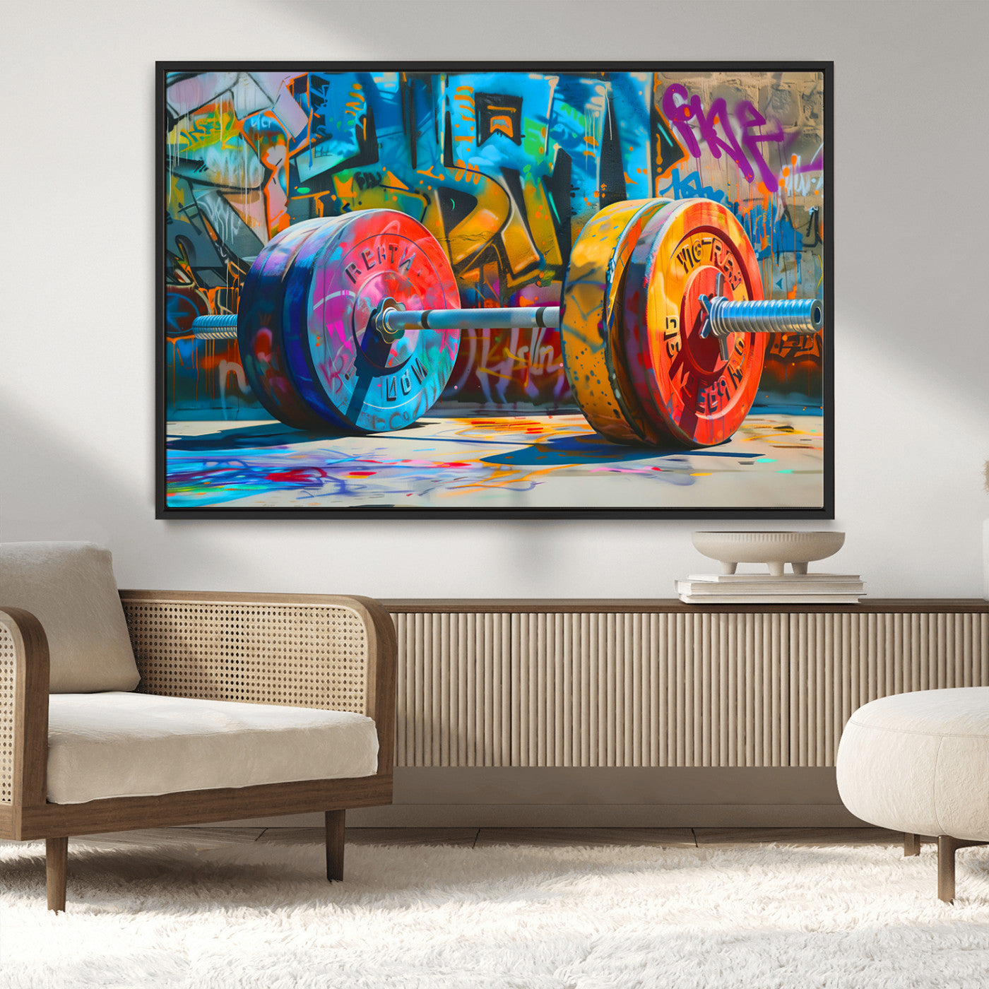 MGV-FC-36X24 - Fitness Gym Barbell Graffiti Wall Art Canvas Print
