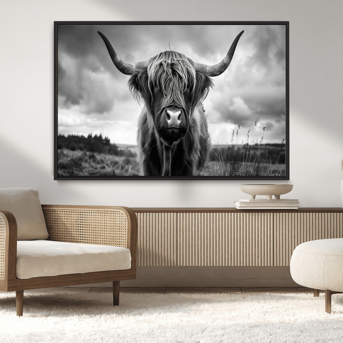 -Scottish Cow Wall Art Canvas Print | Longhorn Wall Art | Bighorn Animal Wall Art